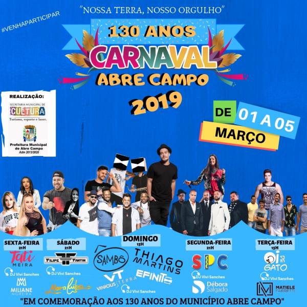 Programação Oficial Carnaval Abre Campo 2019 !!!